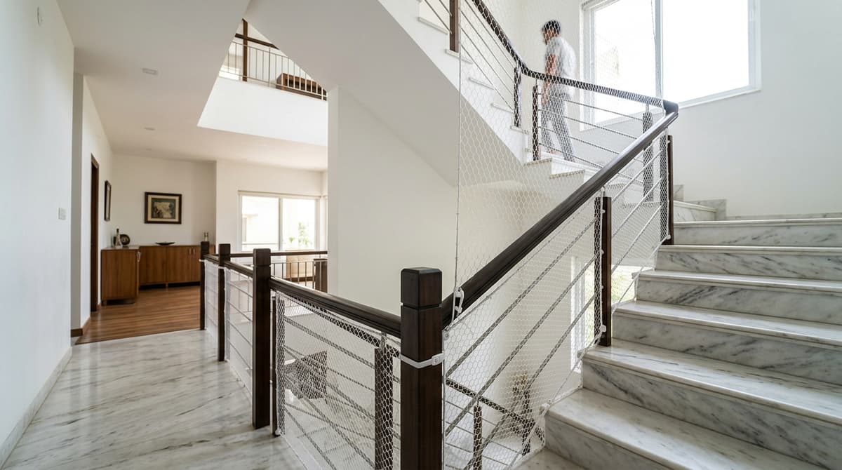Staircase Safety Nets installed by Kovai Safety Nets in Coimbatore