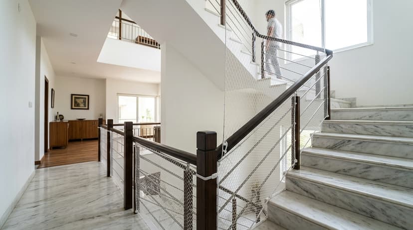 Staircase Safety Nets installation example 1 β Kovai Safety Nets Coimbatore